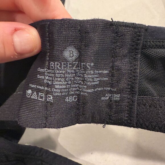 Breezies Black Lace Applique Bra 48C Full Coverage Underwire - Picture 4 of 4